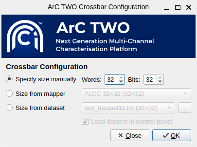 Crossbar configuration dialog